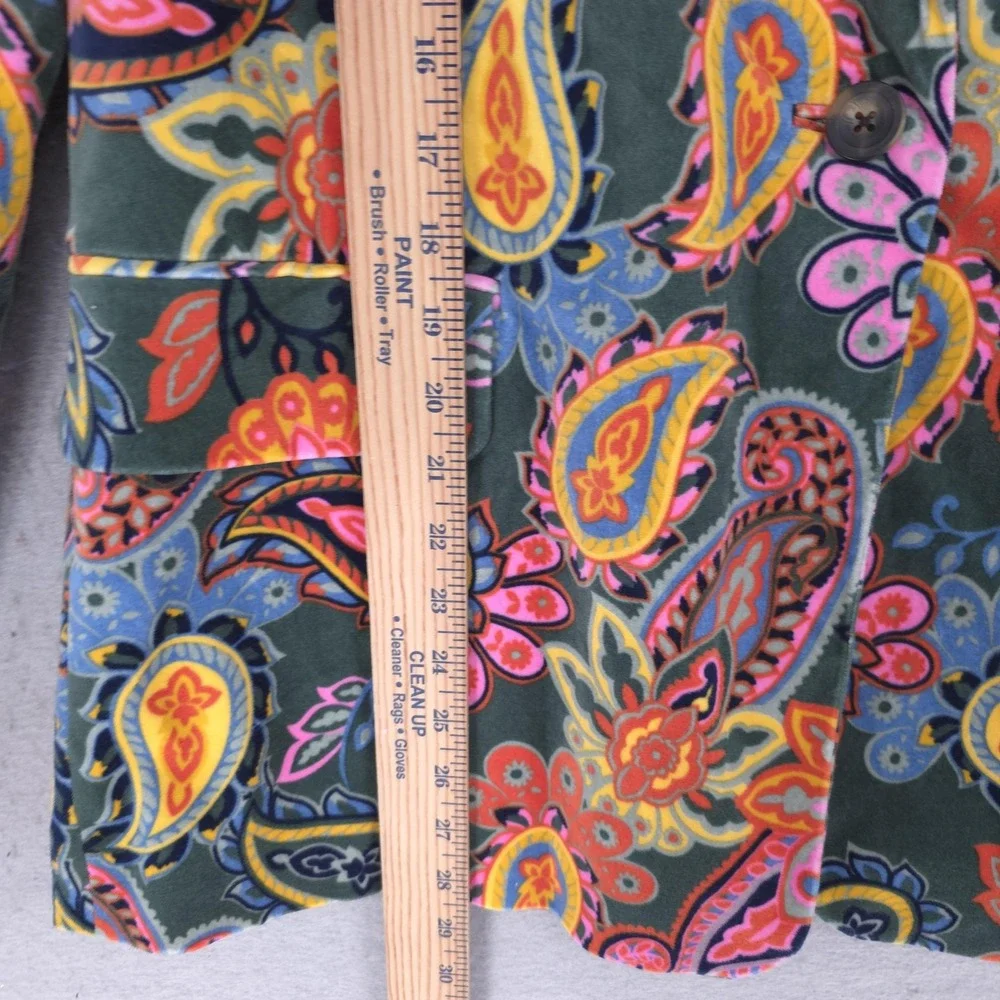 Boden Blazer Womens 16/18 Multicolor Velvet Paisley Floral Jacket Lined Boho